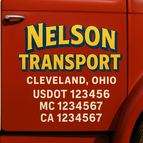 Custom Designed USDOT Truck Door Decal Lettering Signs For Semi-Trucks & Work Trucks (Set of 2)