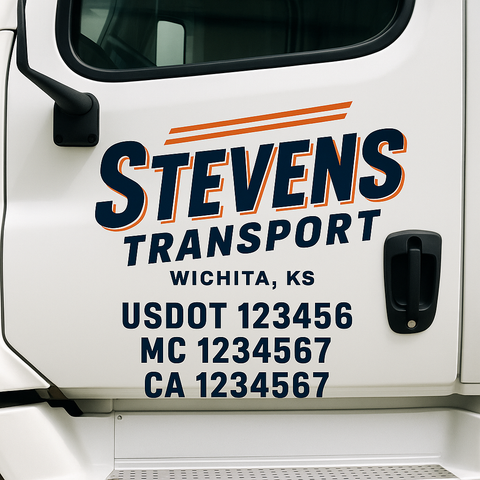 Custom Designed USDOT Truck Door Decal Lettering Signs For Semi-Trucks & Work Trucks (Set of 2)