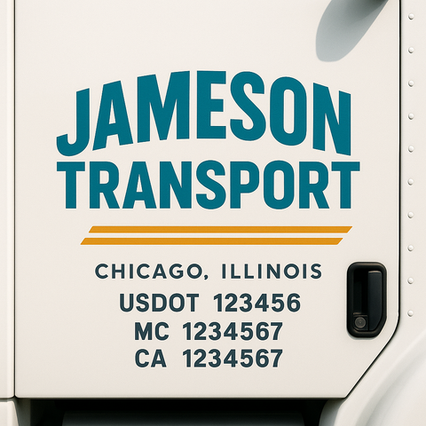 Custom Designed USDOT Truck Door Decal Lettering Signs For Semi-Trucks & Work Trucks (Set of 2)