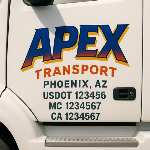 Custom Designed USDOT Truck Door Decal Lettering Signs For Semi-Trucks & Work Trucks (Set of 2)