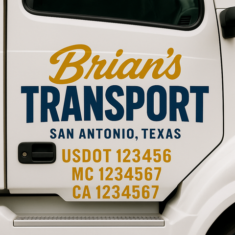 Custom Designed USDOT Truck Door Decal Lettering Signs For Semi-Trucks & Work Trucks (Set of 2)