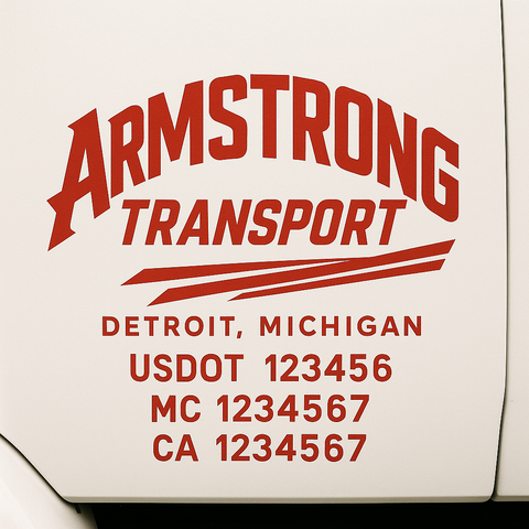 Custom Designed USDOT Truck Door Decal Lettering Signs For Semi-Trucks & Work Trucks (Set of 2)