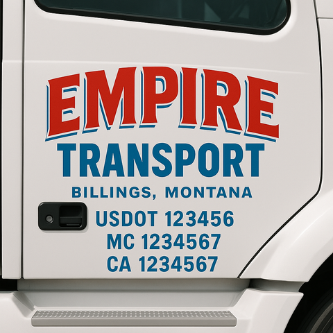 Custom Designed USDOT Truck Door Decal Lettering Signs For Semi-Trucks & Work Trucks (Set of 2)