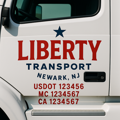 Custom Designed USDOT Truck Door Decal Lettering Signs For Semi-Trucks & Work Trucks (Set of 2)