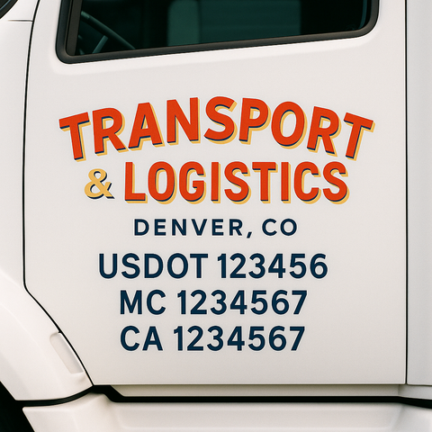 Custom Designed USDOT Truck Door Decal Lettering Signs For Semi-Trucks & Work Trucks (Set of 2)