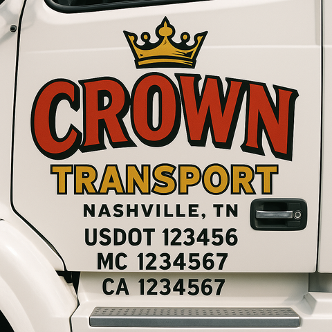 Custom Designed USDOT Truck Door Decal Lettering Signs For Semi-Trucks & Work Trucks (Set of 2)