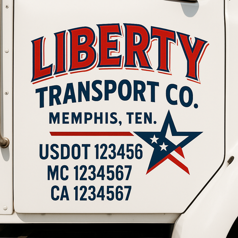 Custom Designed USDOT Truck Door Decal Lettering Signs For Semi-Trucks & Work Trucks (Set of 2)