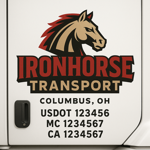 Custom Designed USDOT Truck Door Decal Lettering Signs For Semi-Trucks & Work Trucks (Set of 2)