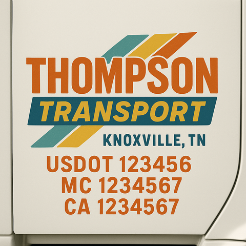 Custom Designed USDOT Truck Door Decal Lettering Signs For Semi-Trucks & Work Trucks (Set of 2)