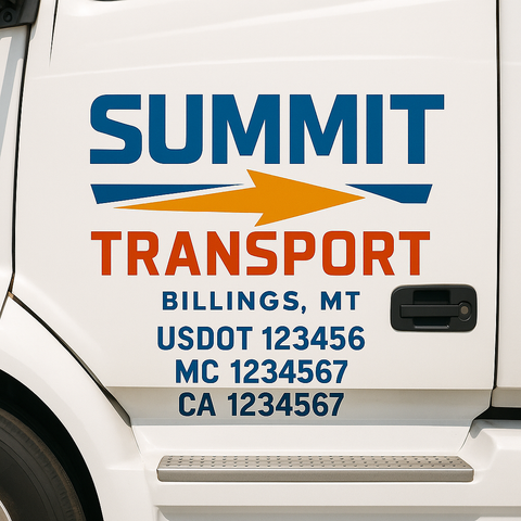 Custom Designed USDOT Truck Door Decal Lettering Signs For Semi-Trucks & Work Trucks (Set of 2)