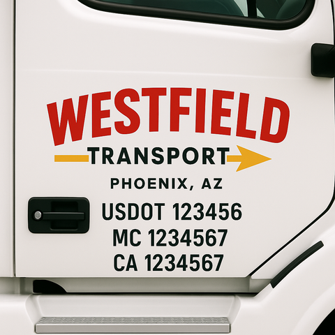 Custom Designed USDOT Truck Door Decal Lettering Signs For Semi-Trucks & Work Trucks (Set of 2)