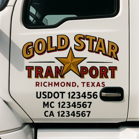 Custom Designed USDOT Truck Door Decal Lettering Signs For Semi-Trucks & Work Trucks (Set of 2)