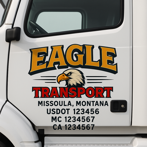 Custom Designed USDOT Truck Door Decal Lettering Signs For Semi-Trucks & Work Trucks (Set of 2)