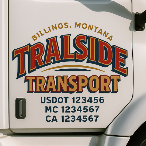 Custom Designed USDOT Truck Door Decal Lettering Signs For Semi-Trucks & Work Trucks (Set of 2)