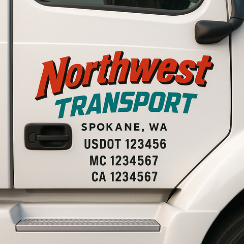 Custom Designed USDOT Truck Door Decal Lettering Signs For Semi-Trucks & Work Trucks (Set of 2)