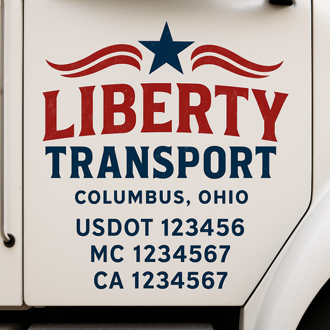 Custom Designed USDOT Truck Door Decal Lettering Signs For Semi-Trucks & Work Trucks (Set of 2)