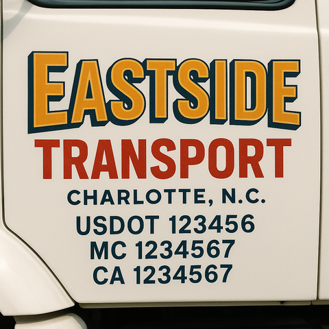 Custom Designed USDOT Truck Door Decal Lettering Signs For Semi-Trucks & Work Trucks (Set of 2)