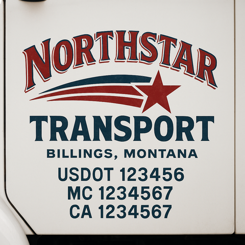 Custom Designed USDOT Truck Door Decal Lettering Signs For Semi-Trucks & Work Trucks (Set of 2)