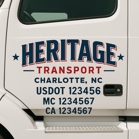 Custom Designed USDOT Truck Door Decal Lettering Signs For Semi-Trucks & Work Trucks (Set of 2)