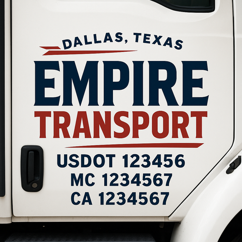 Custom Designed USDOT Truck Door Decal Lettering Signs For Semi-Trucks & Work Trucks (Set of 2)