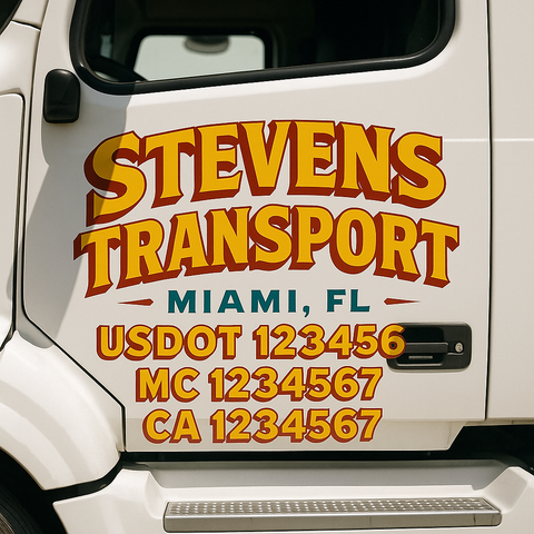 Custom Designed USDOT Truck Door Decal Lettering Signs For Semi-Trucks & Work Trucks (Set of 2)