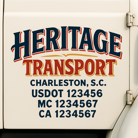 Custom Designed USDOT Truck Door Decal Lettering Signs For Semi-Trucks & Work Trucks (Set of 2)