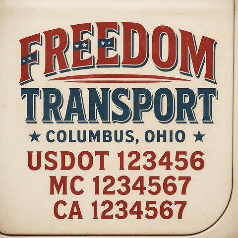 Custom Designed USDOT Truck Door Decal Lettering Signs For Semi-Trucks & Work Trucks (Set of 2)