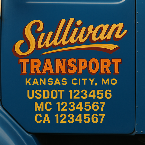 Custom Designed USDOT Truck Door Decal Lettering Signs For Semi-Trucks & Work Trucks (Set of 2)