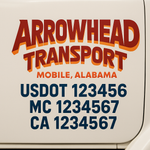 Custom Designed USDOT Truck Door Decal Lettering Signs For Semi-Trucks & Work Trucks (Set of 2)