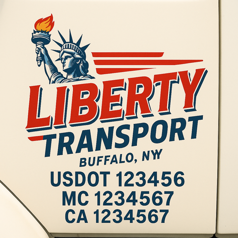 Custom Designed USDOT Truck Door Decal Lettering Signs For Semi-Trucks & Work Trucks (Set of 2)