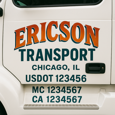 Custom Designed USDOT Truck Door Decal Lettering Signs For Semi-Trucks & Work Trucks (Set of 2)