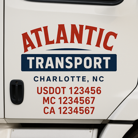 Custom Designed USDOT Truck Door Decal Lettering Signs For Semi-Trucks & Work Trucks (Set of 2)