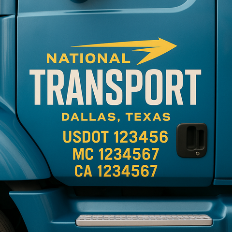 Custom Designed USDOT Truck Door Decal Lettering Signs For Semi-Trucks & Work Trucks (Set of 2)