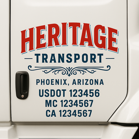 Custom Designed USDOT Truck Door Decal Lettering Signs For Semi-Trucks & Work Trucks (Set of 2)
