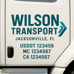 Custom Designed USDOT Truck Door Decal Lettering Signs For Semi-Trucks & Work Trucks (Set of 2)