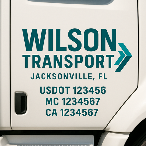 Custom Designed USDOT Truck Door Decal Lettering Signs For Semi-Trucks & Work Trucks (Set of 2)