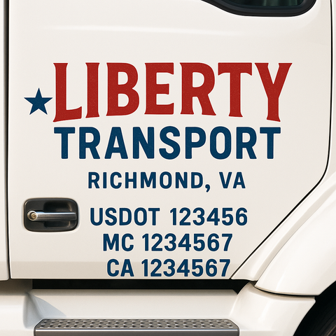 Custom Designed USDOT Truck Door Decal Lettering Signs For Semi-Trucks & Work Trucks (Set of 2)
