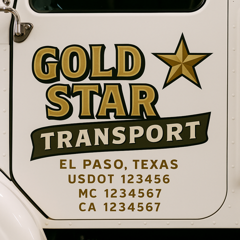 Custom Designed USDOT Truck Door Decal Lettering Signs For Semi-Trucks & Work Trucks (Set of 2)