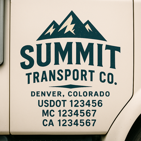 Custom Designed USDOT Truck Door Decal Lettering Signs For Semi-Trucks & Work Trucks (Set of 2)
