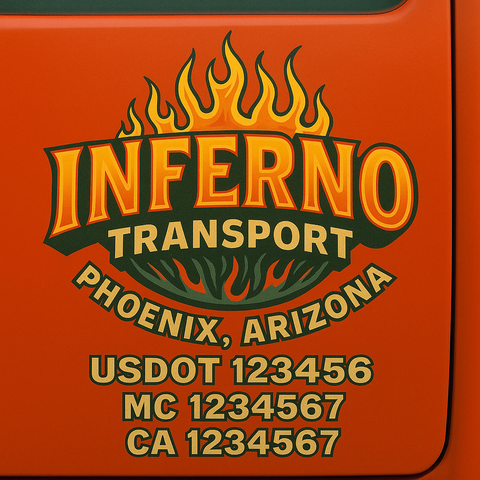 Custom Designed USDOT Truck Door Decal Lettering Signs For Semi-Trucks & Work Trucks (Set of 2)