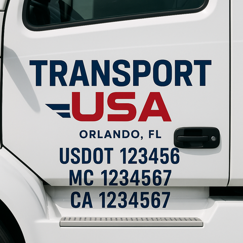Custom Designed USDOT Truck Door Decal Lettering Signs For Semi-Trucks & Work Trucks (Set of 2)