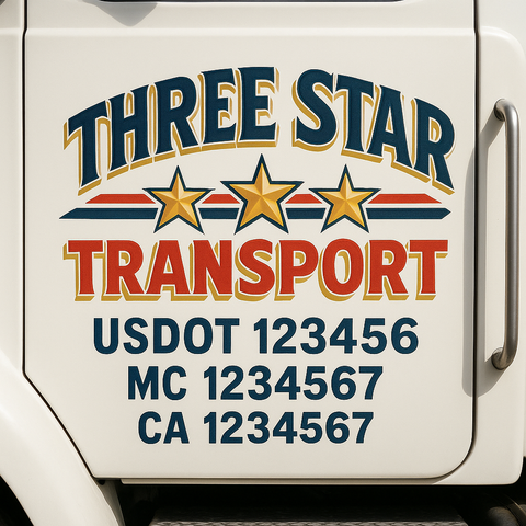 Custom Designed USDOT Truck Door Decal Lettering Signs For Semi-Trucks & Work Trucks (Set of 2)