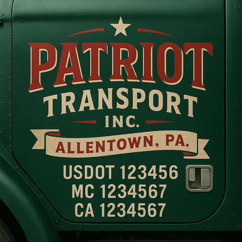 Custom Designed USDOT Truck Door Decal Lettering Signs For Semi-Trucks & Work Trucks (Set of 2)
