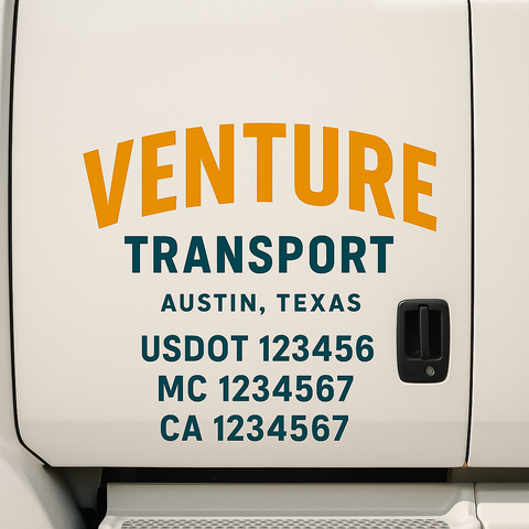 Custom Designed USDOT Truck Door Decal Lettering Signs For Semi-Trucks & Work Trucks (Set of 2)