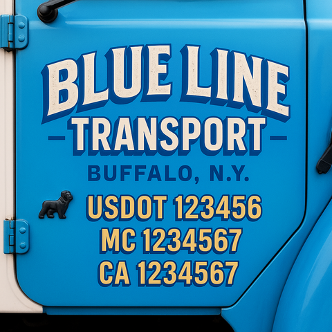 Custom Designed USDOT Truck Door Decal Lettering Signs For Semi-Trucks & Work Trucks (Set of 2)