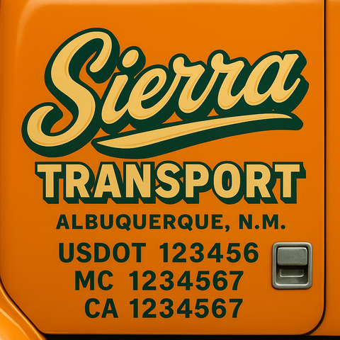 Custom Designed USDOT Truck Door Decal Lettering Signs For Semi-Trucks & Work Trucks (Set of 2)