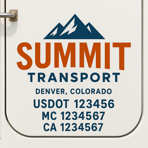Custom Designed USDOT Truck Door Decal Lettering Signs For Semi-Trucks & Work Trucks (Set of 2)