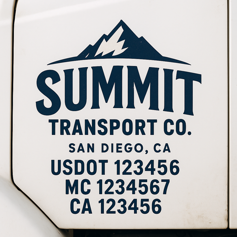 Custom Designed USDOT Truck Door Decal Lettering Signs For Semi-Trucks & Work Trucks (Set of 2)