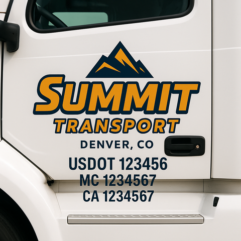 Custom Designed USDOT Truck Door Decal Lettering Signs For Semi-Trucks & Work Trucks (Set of 2)