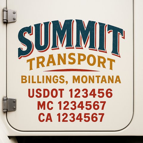 Custom Designed USDOT Truck Door Decal Lettering Signs For Semi-Trucks & Work Trucks (Set of 2)